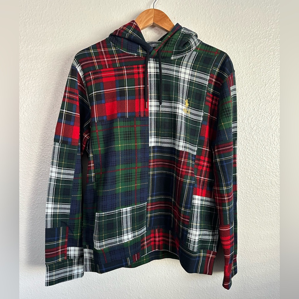 Polo Ralph Lauren Patchwork Plaid Fleece Hoodie Polo Country Men’s Size Medium